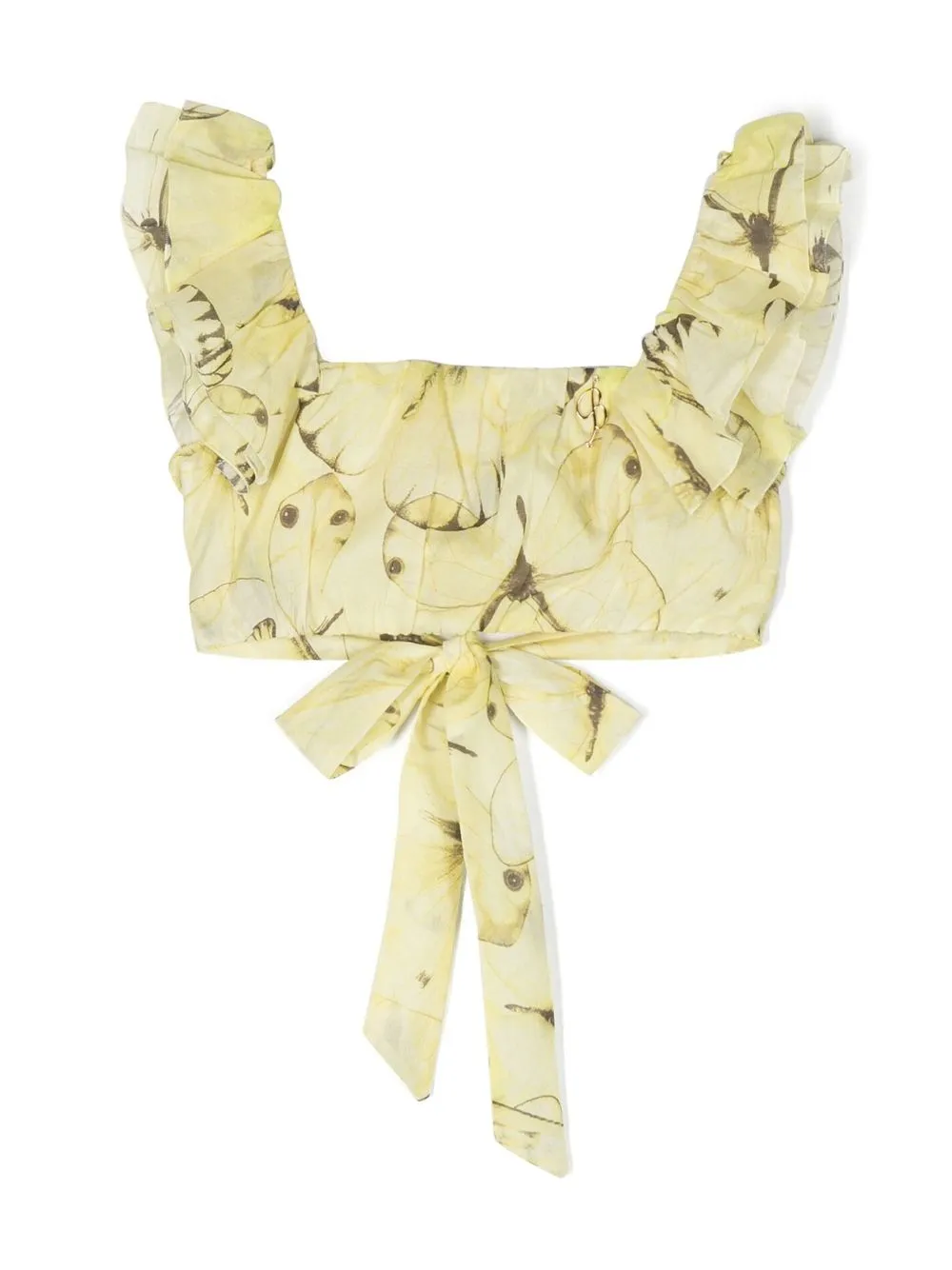 Miss Blumarine Butterfly-print Cropped Blouse In Gelb