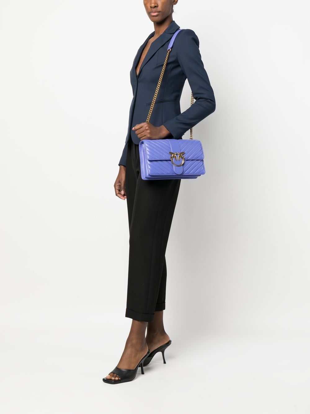 Shop Pinko Love One Quilted Shoulder Bag In Purple