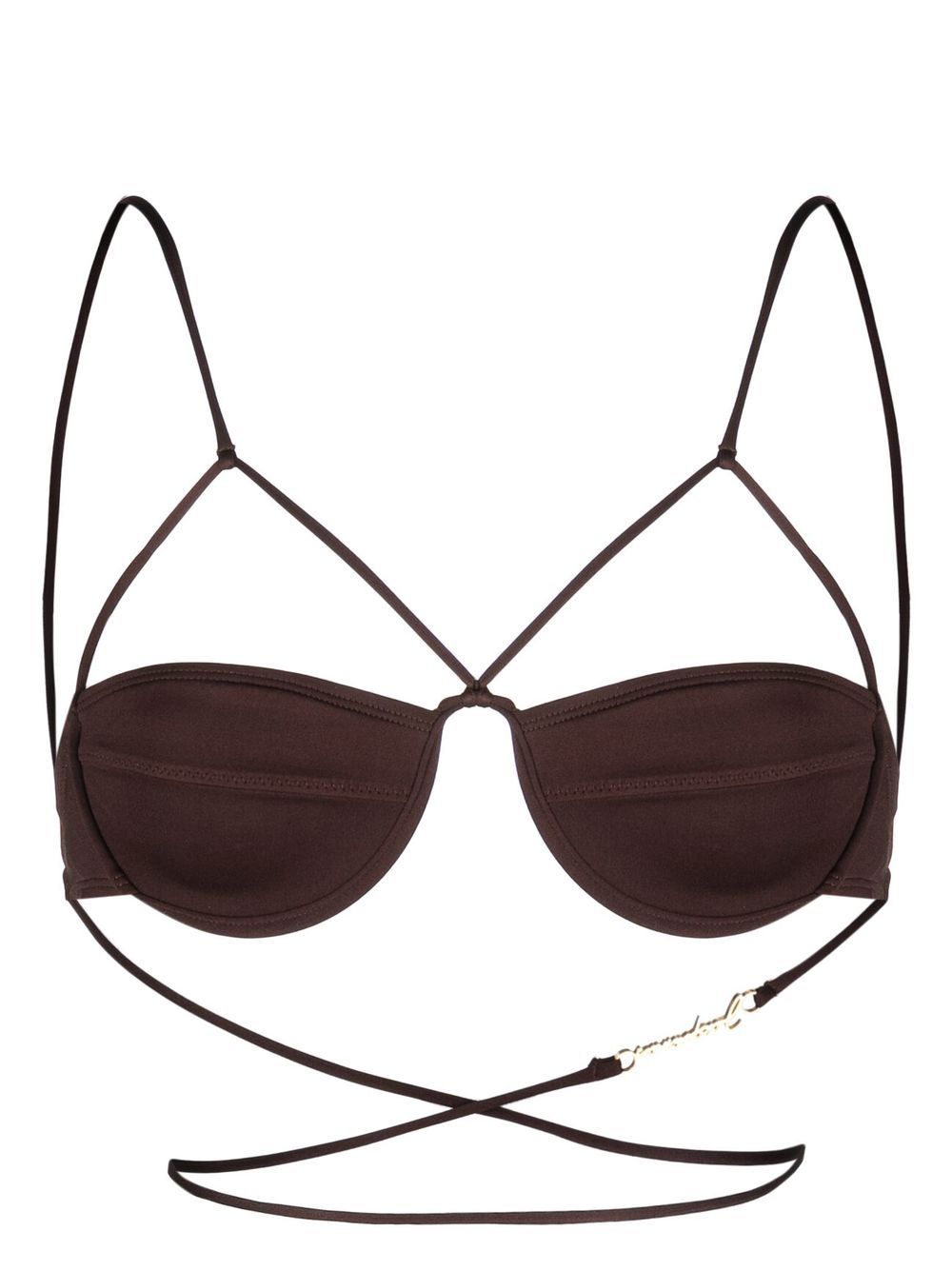 JACQUEMUS LOGO-PLAQUE BIKINI TOP