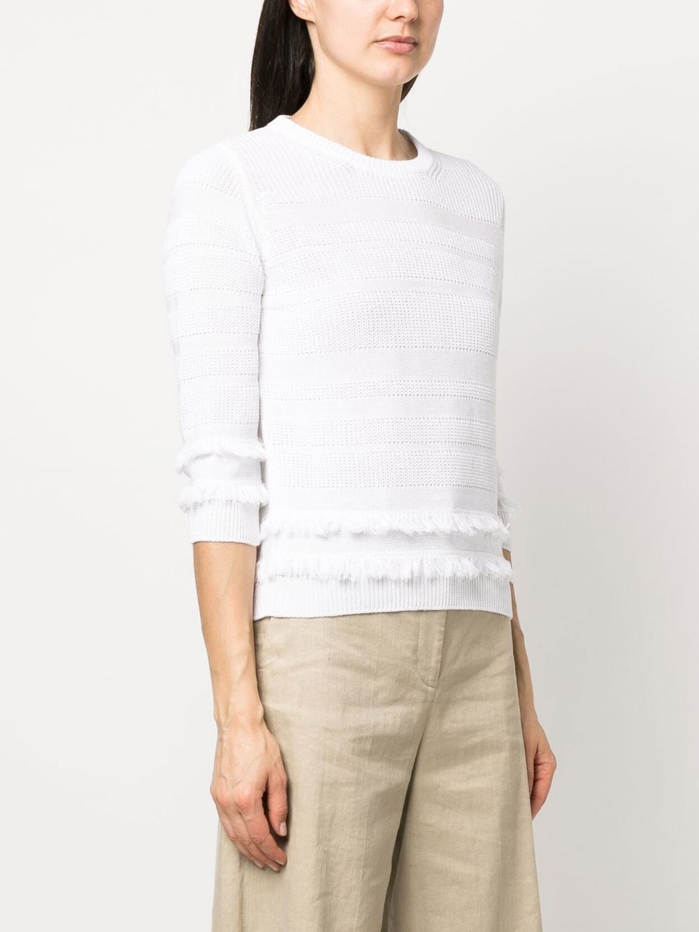 Shop Bruno Manetti Fringed-detail Knitter Sweater In Weiss
