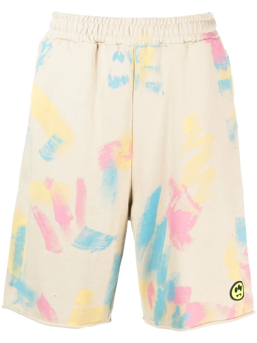 Barrow Tie-dye Print Logo Shorts In Nude