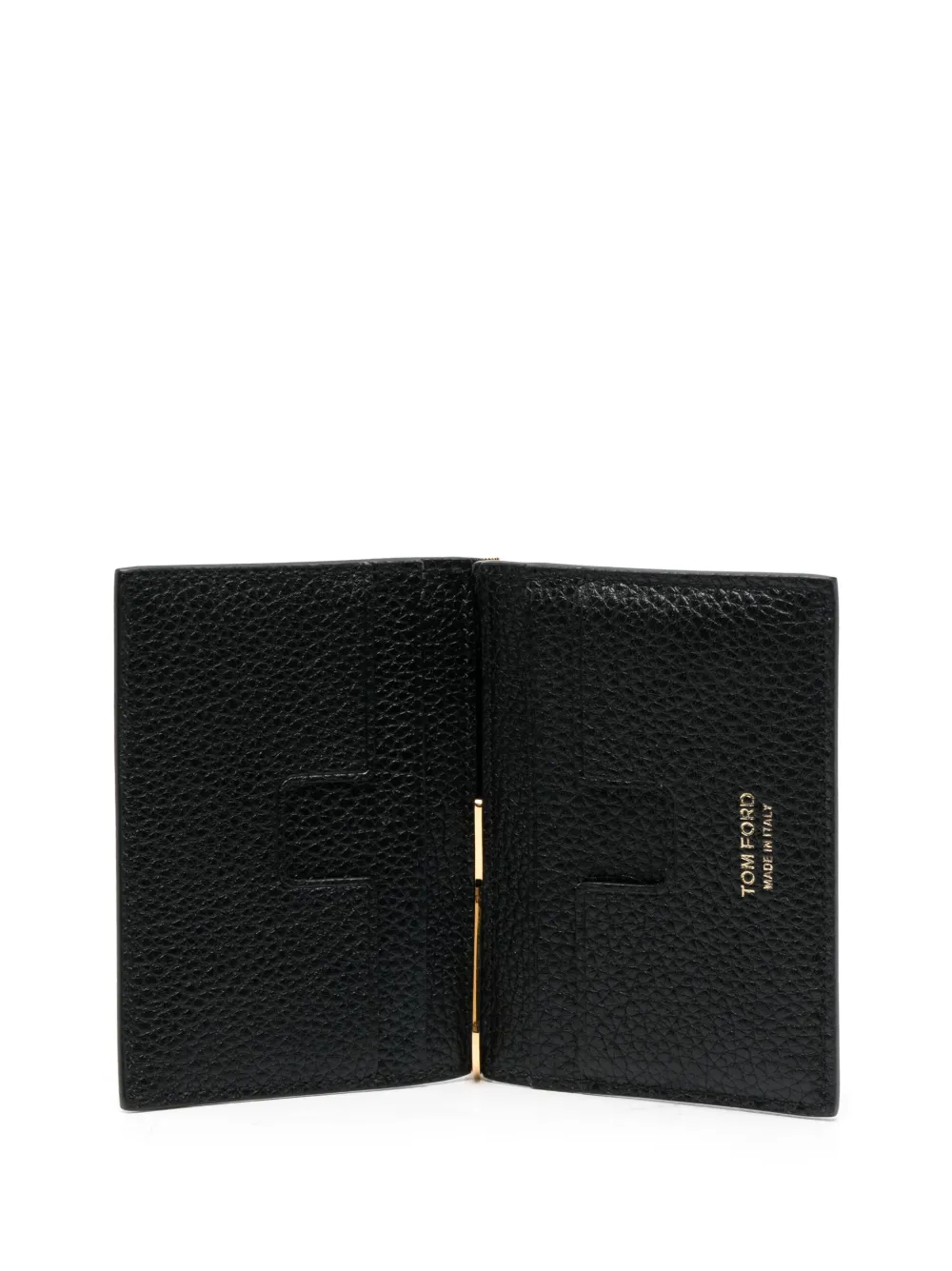 Tom Ford Logo-stamp Grained-leather Wallet In Schwarz