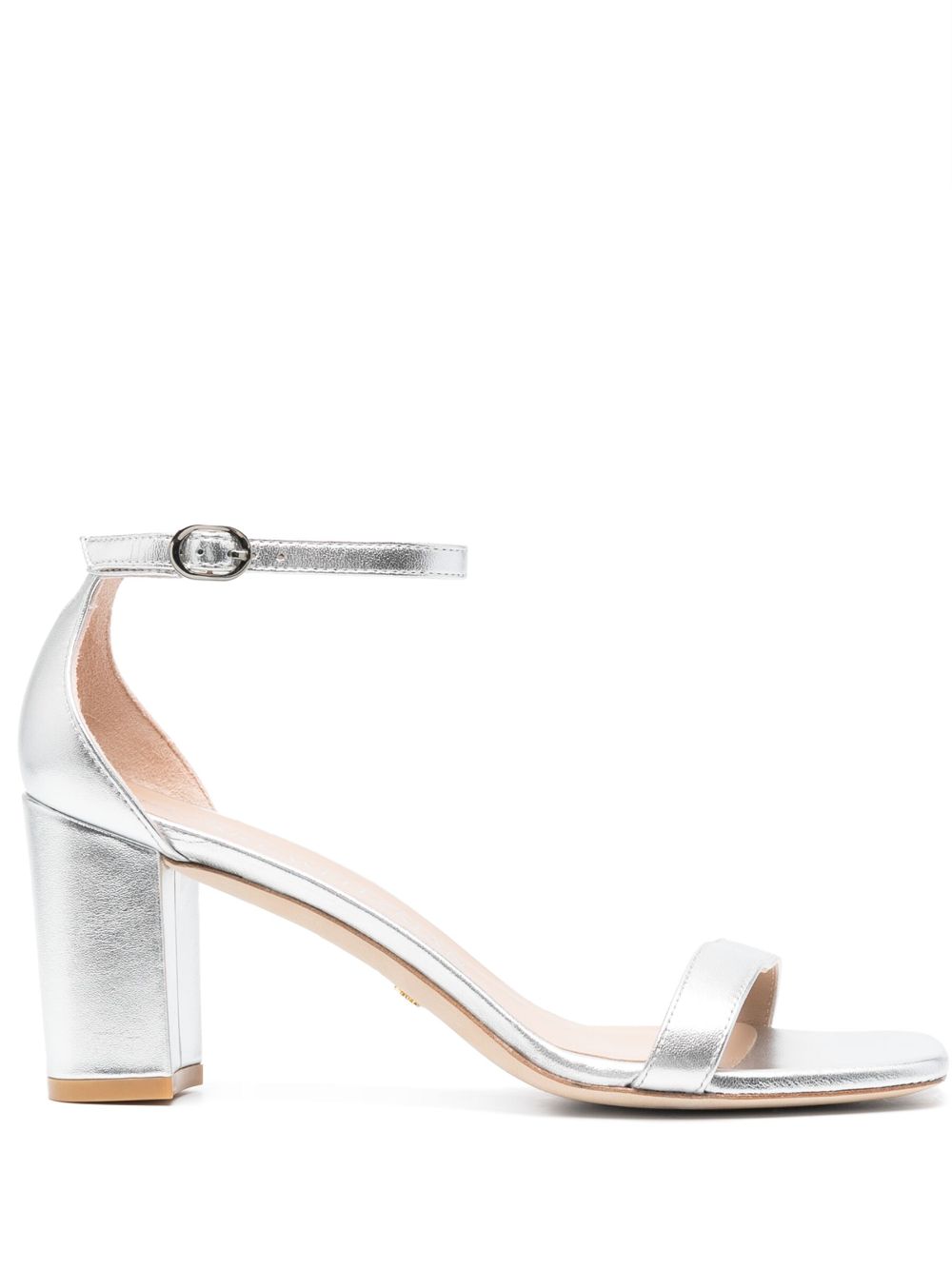 Stuart Weitzman Metallic Ankle-strap Sandals In Silber