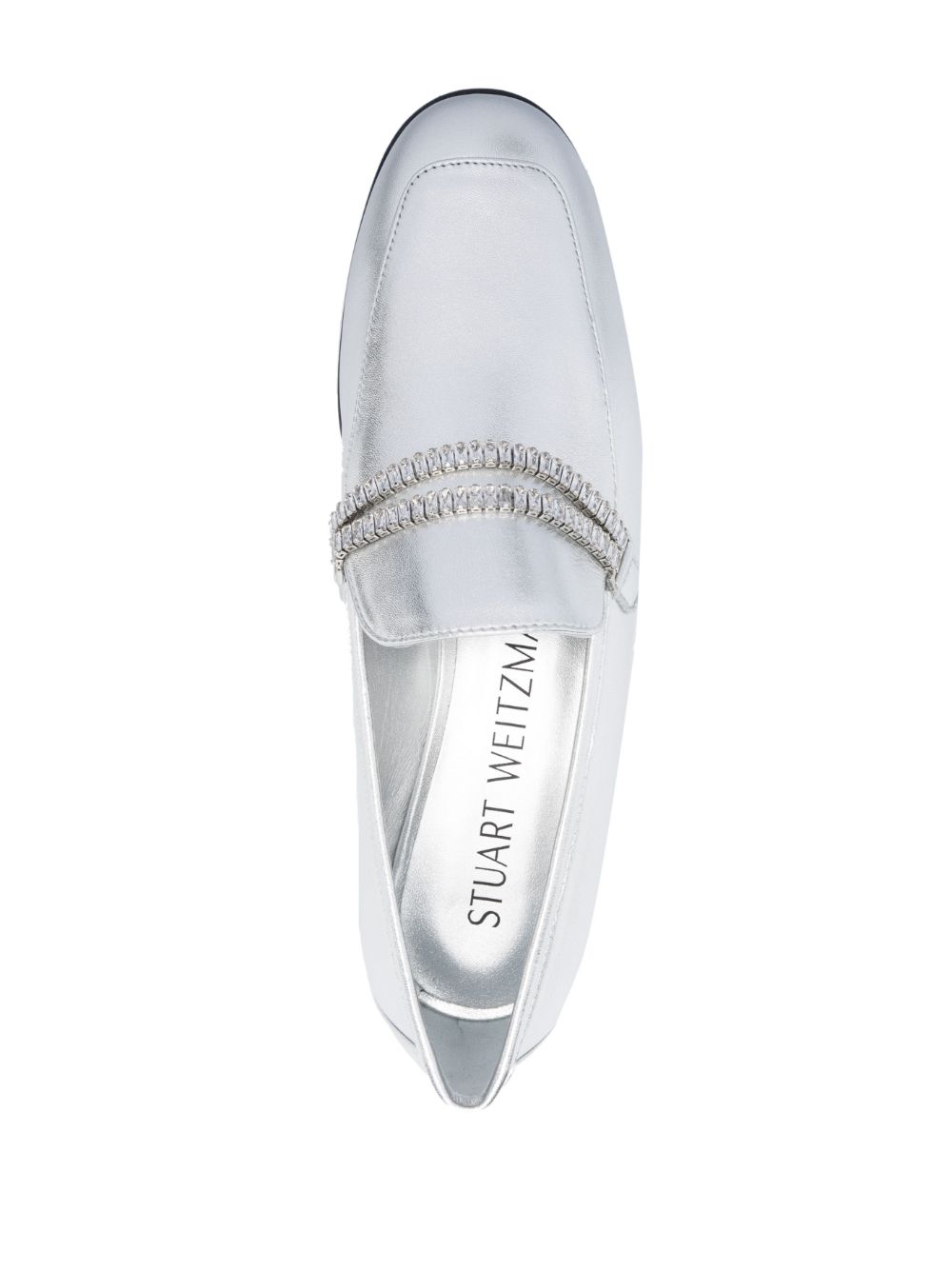 Shop Stuart Weitzman Crystal Embellished Loafers In Silver