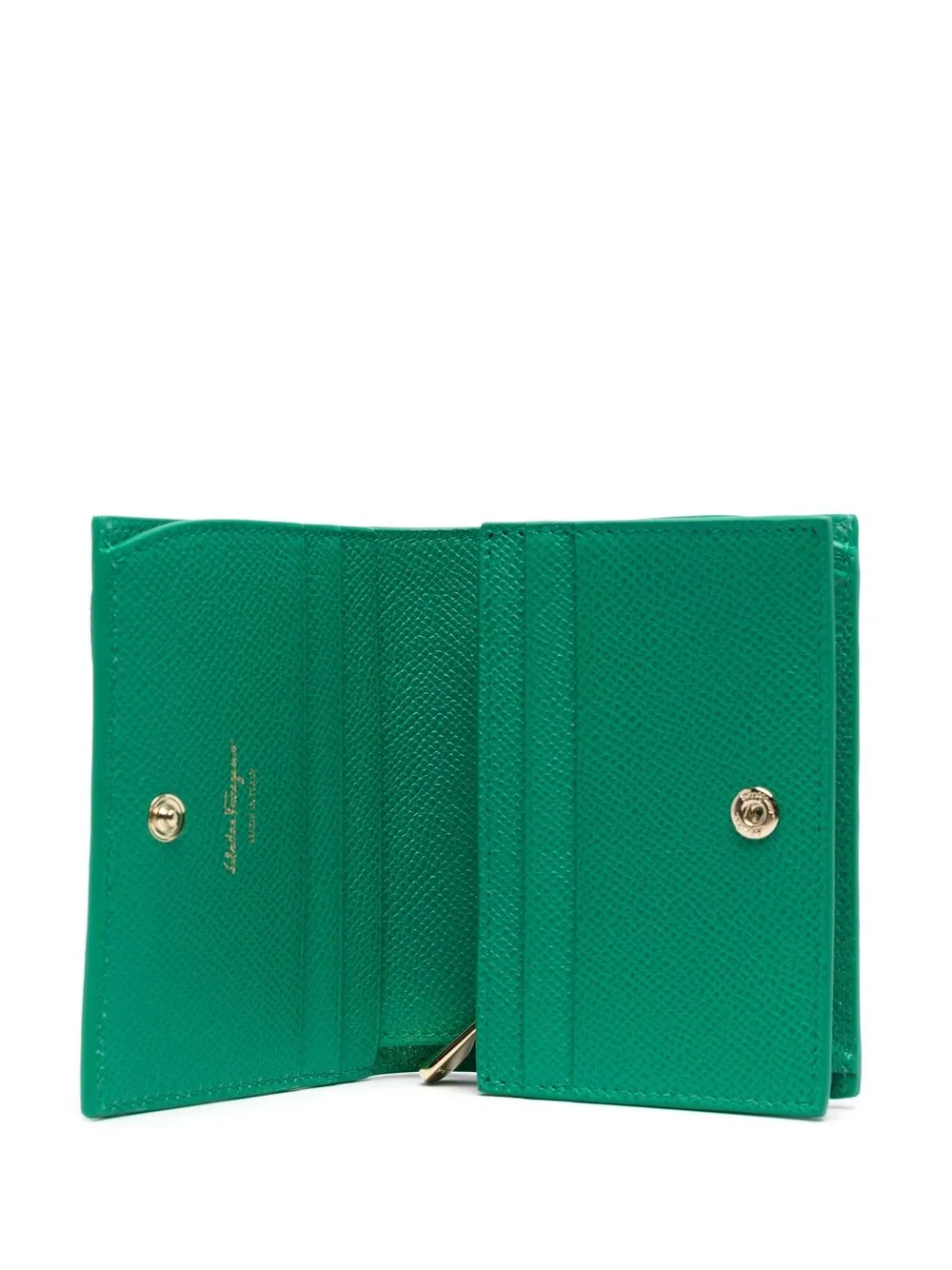Ferragamo Bow-detail Calf-leather Wallet In Green