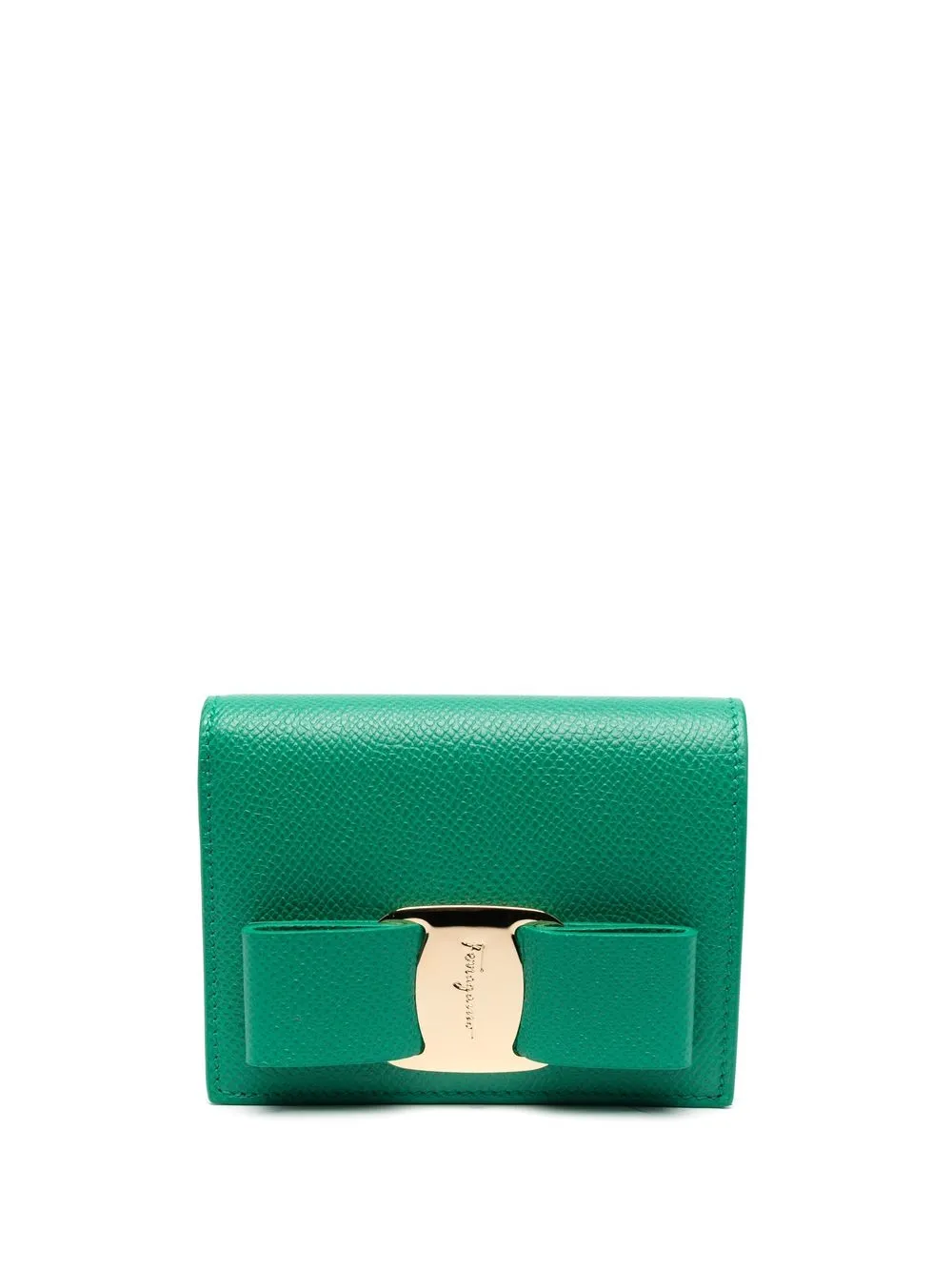 

Ferragamo bow-detail calf-leather wallet - Green