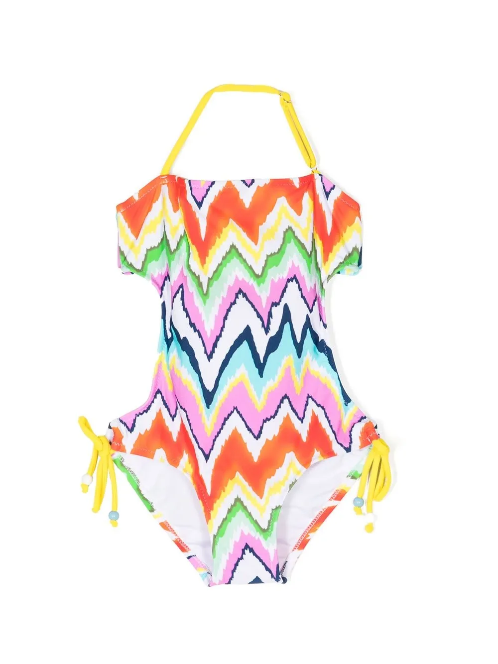 

Nessi Byrd Kids zigzag-print cut-out swimsuit - Multicolour