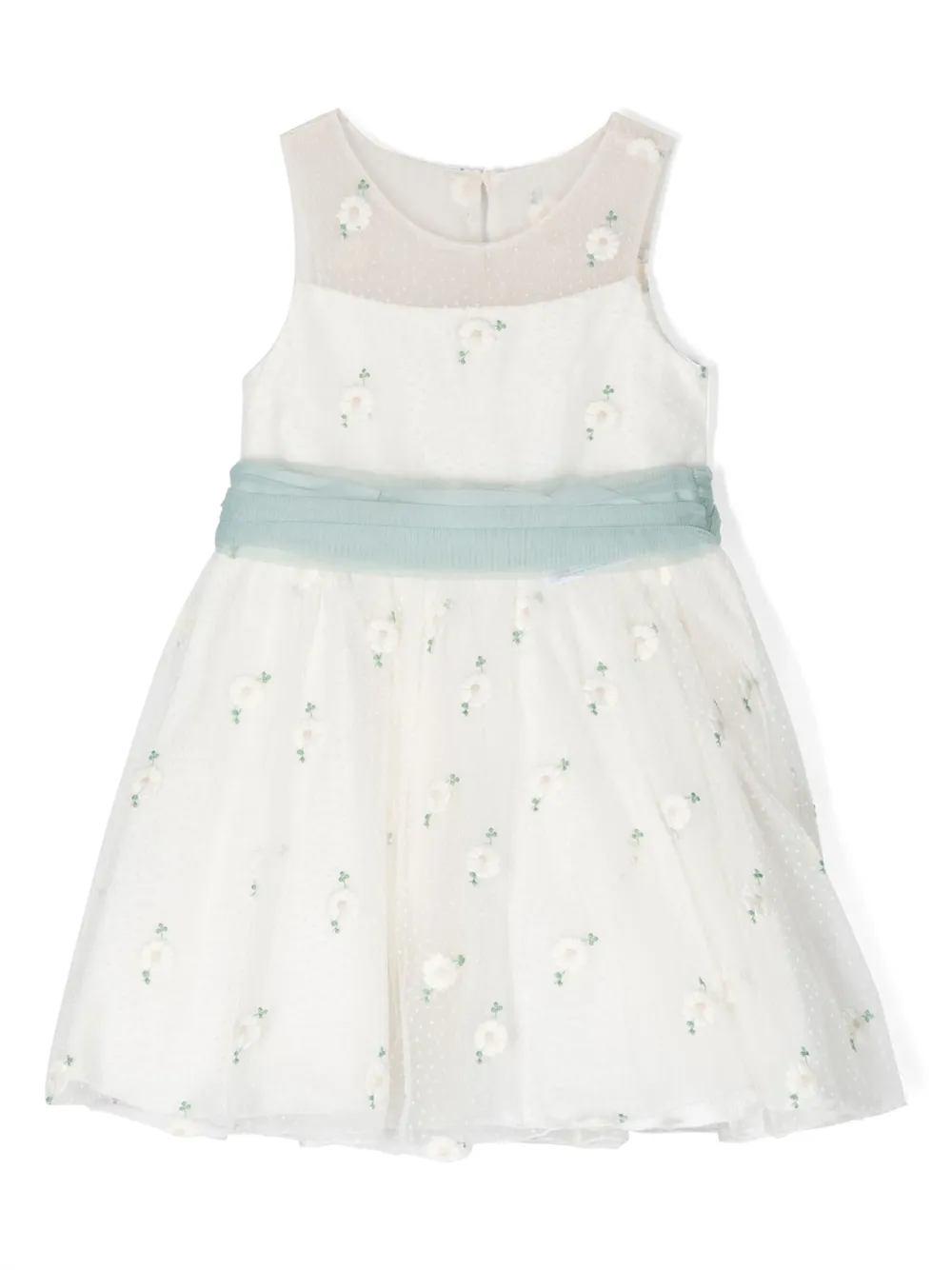 Abel & Lula Kids' Floral-embroidered Sleeveless Dress In White