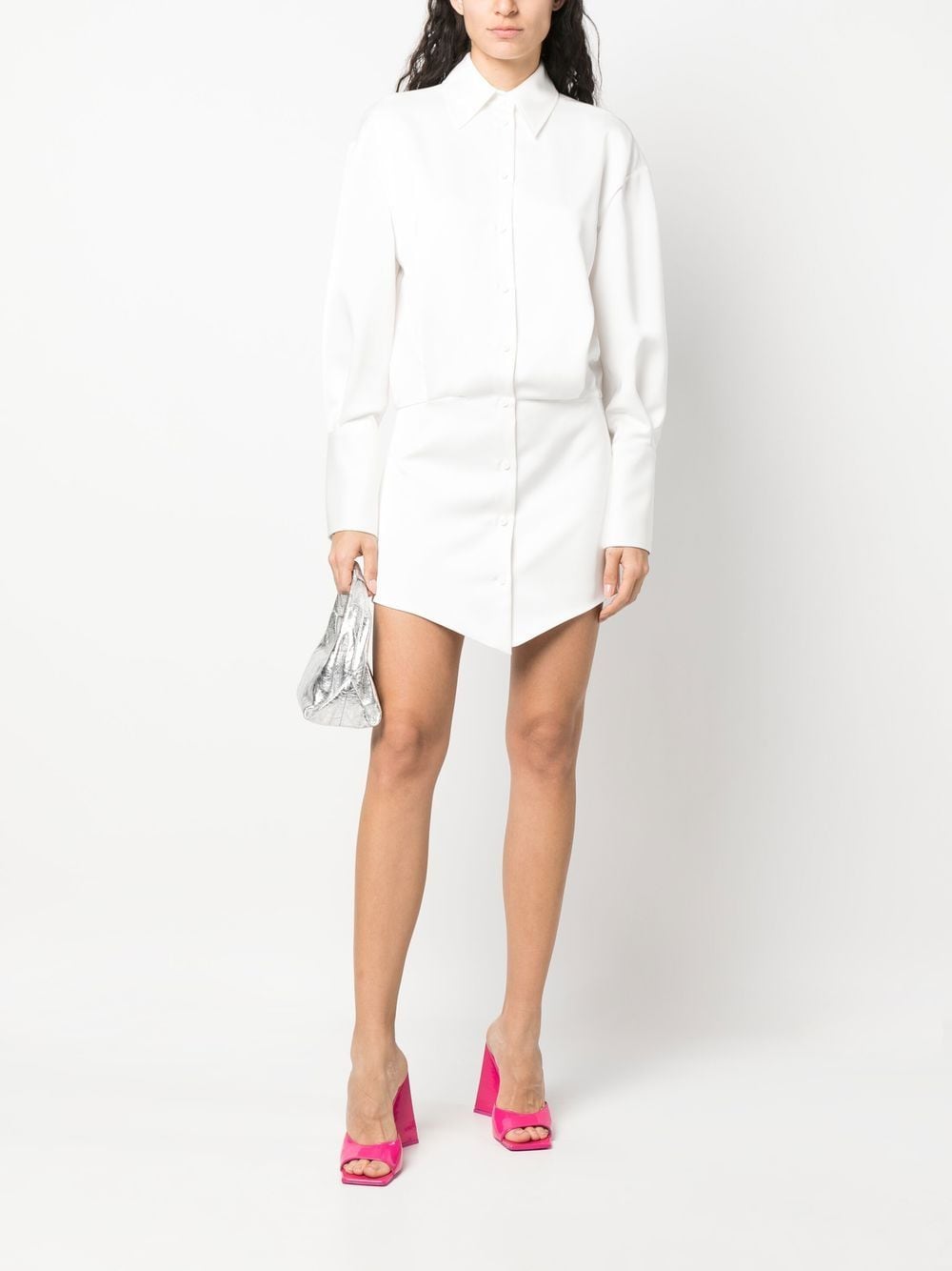 Shop Attico Asymmetric-design Mini Dress In Weiss