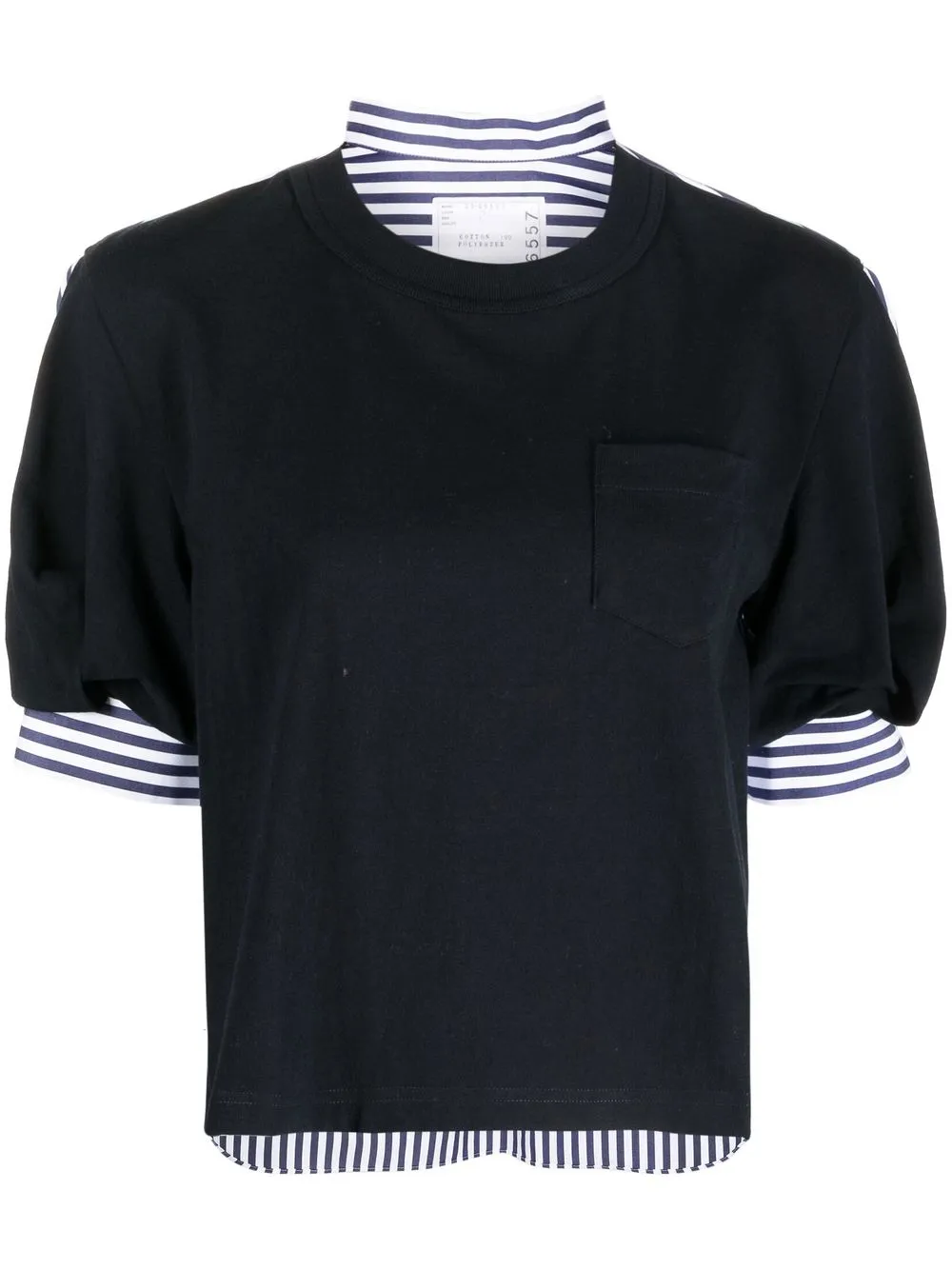 Sacai Stripe-pattern Cotton T-shirt In Blau