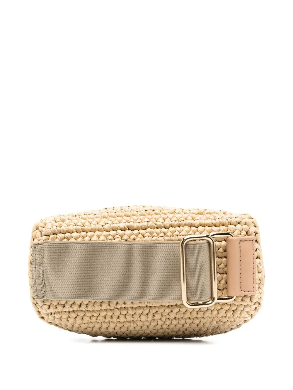 Prada Logo Plaque Straw Pouch In Neutrals