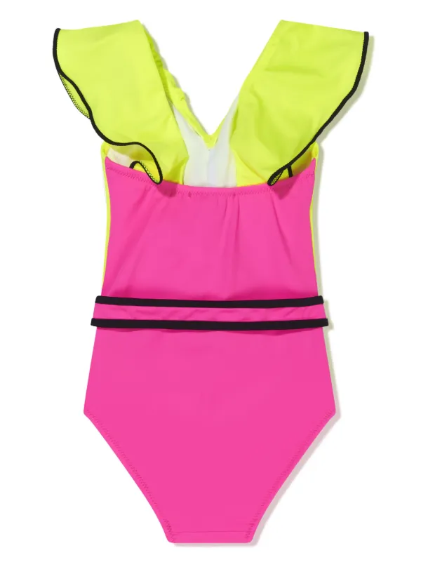 Nessi Byrd Kids V neck Belted Swimsuit Green FARFETCH AE