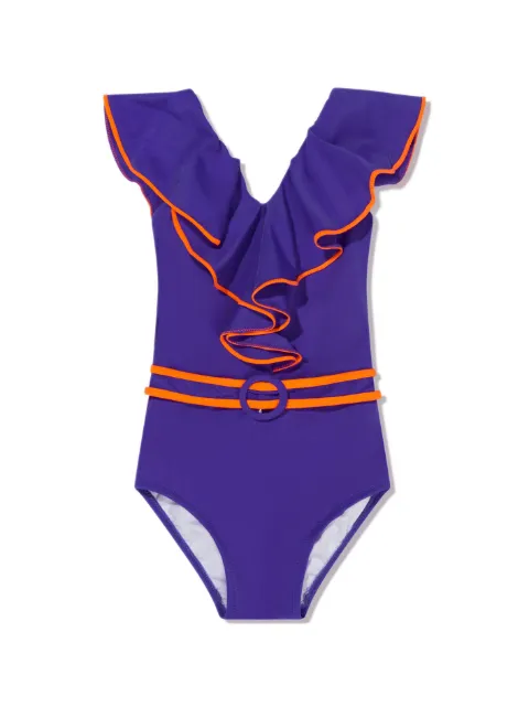Nessi Byrd Kids V-neck belted swimsuit