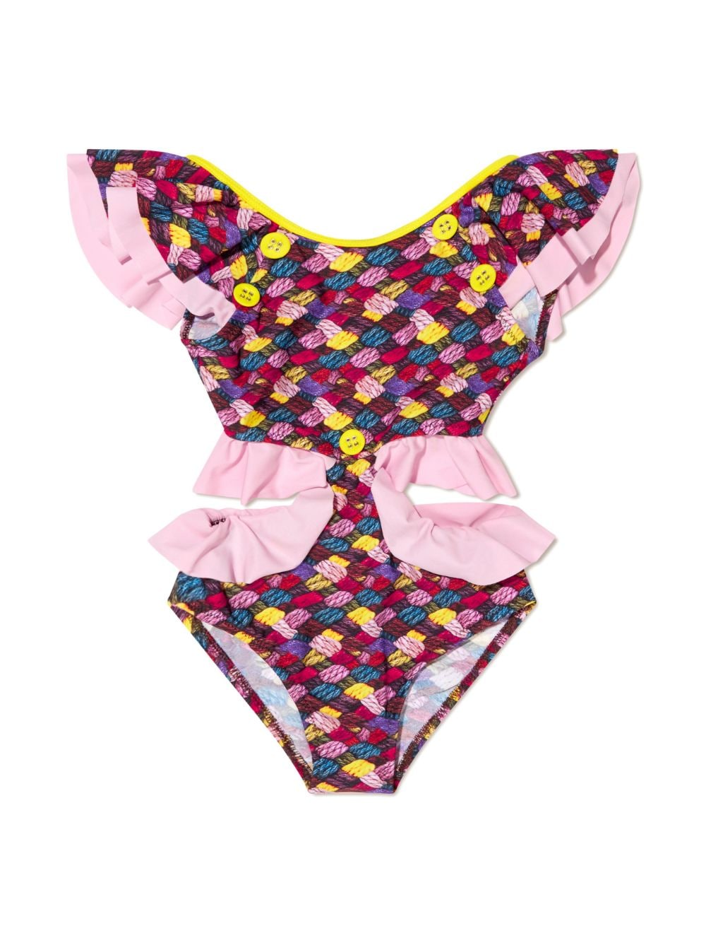 nessi byrd kids maillot de bain volanté à découpes - rose