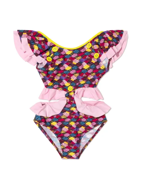 Nessi Byrd Kids cut-out detail ruffled swimsuit