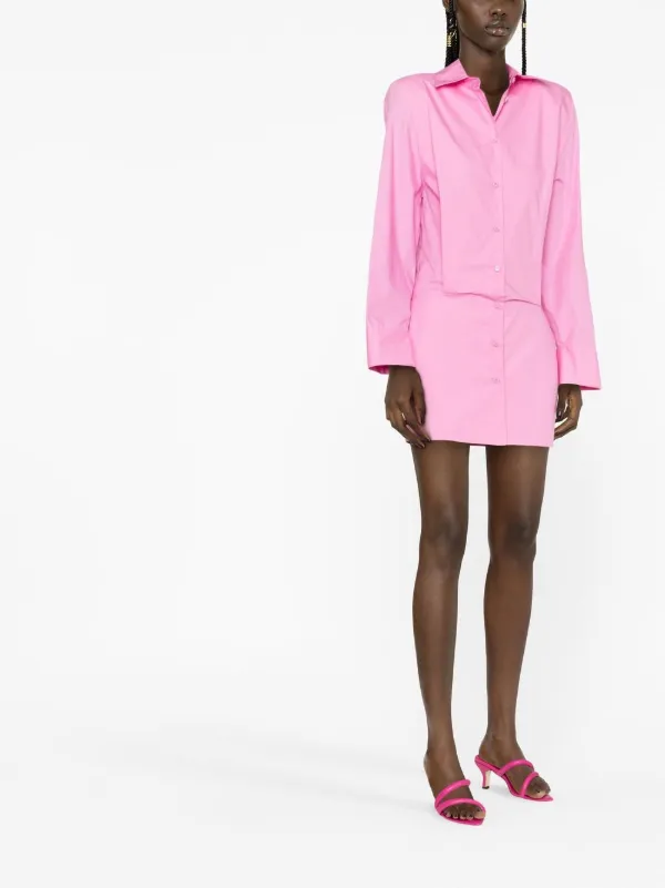 ワンピース THE ATTICO POPELINE SHIRT MINI DRESS The Attico Margot Mini Shirtdress | Pink | FARFETCH