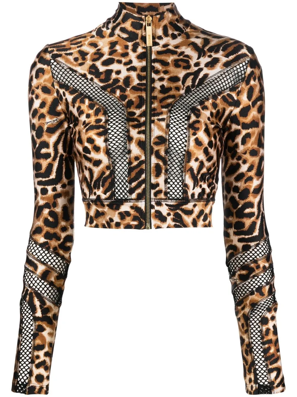 

Just Cavalli leopard-print mesh-cut-out top - Brown