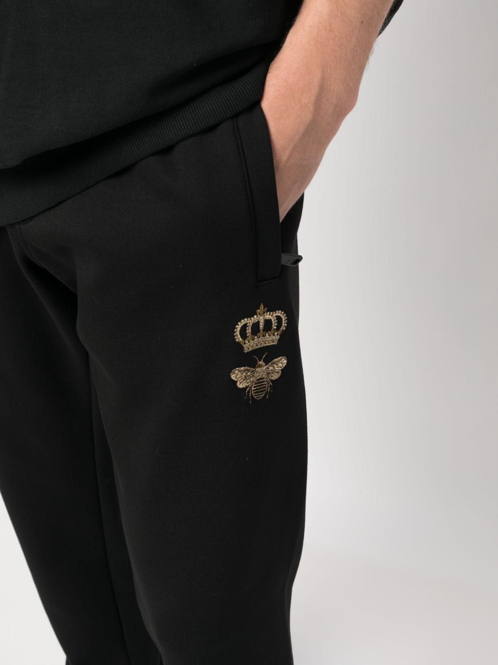 Shop Dolce & Gabbana Embroidered Track Pants In Black