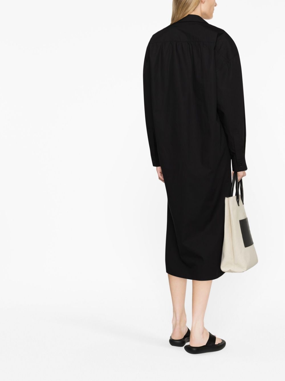 Shop Lemaire Twisted Long-sleeve Shirt Dress In Schwarz