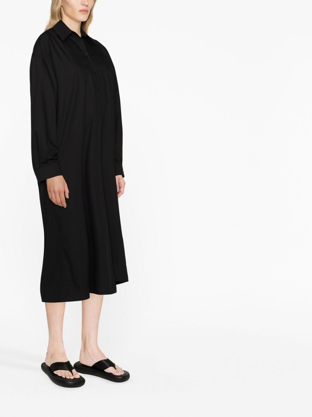 Shop Lemaire Twisted Long-sleeve Shirt Dress In Schwarz