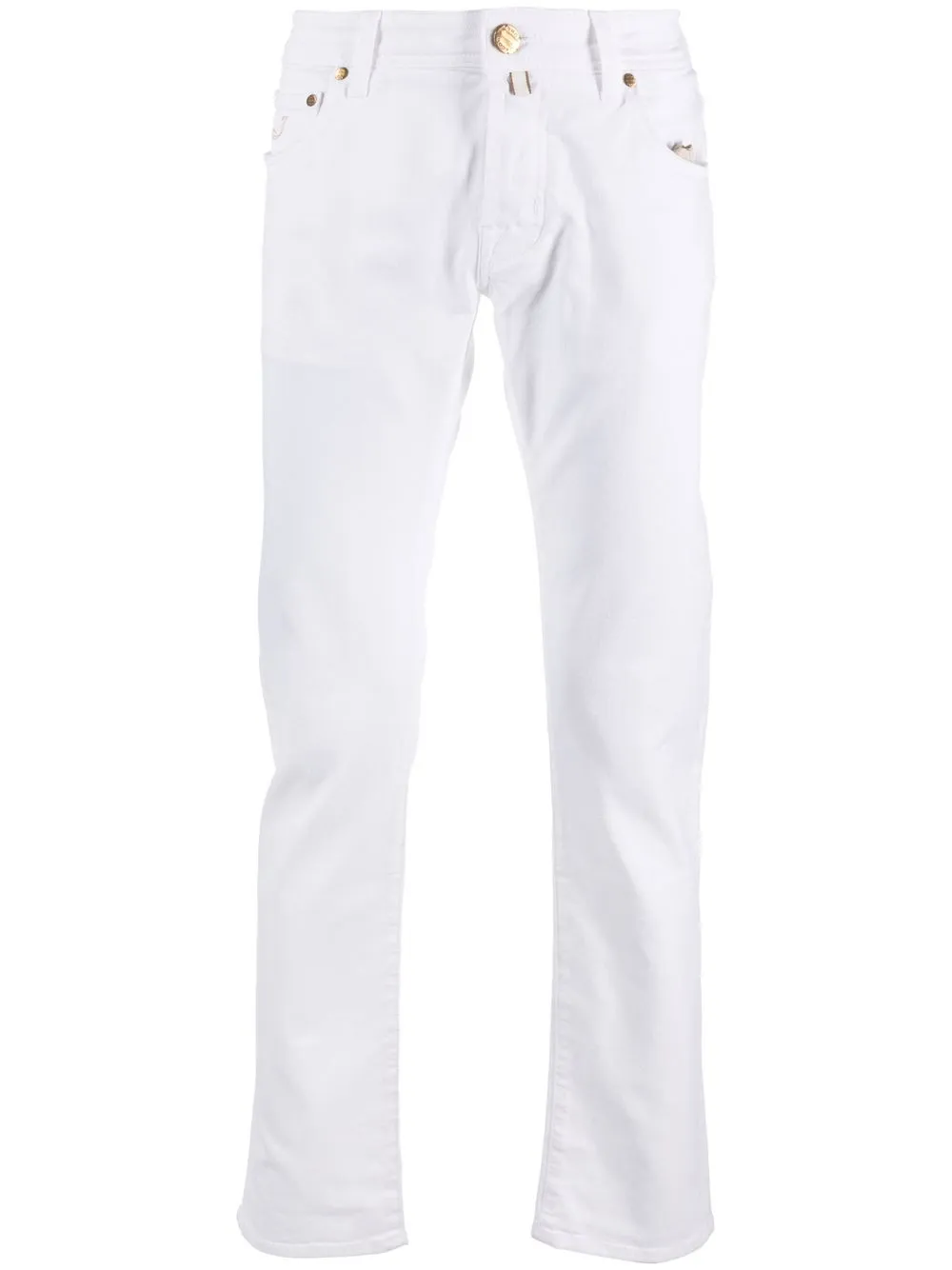 Jacob Cohen Logo-patch Slim-cut Jeans In White