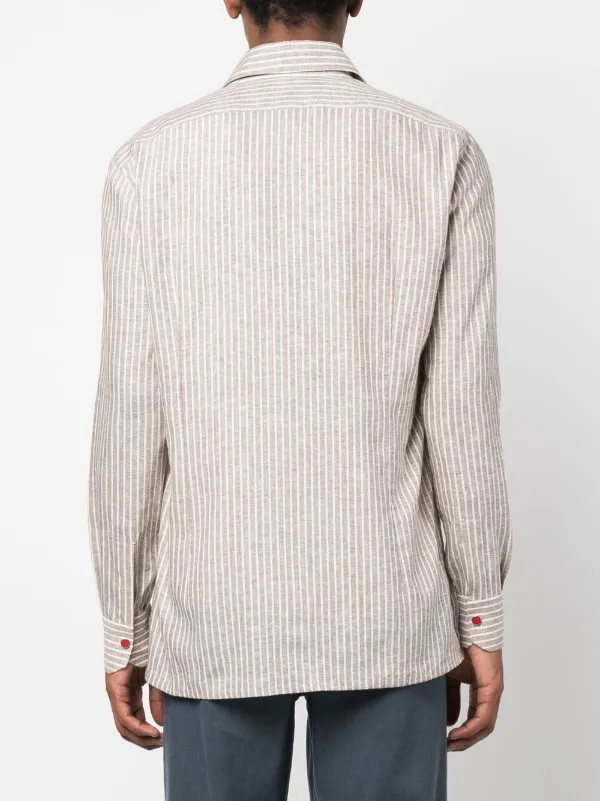 Kiton long-sleeve Striped Shirt | Brown | FARFETCH