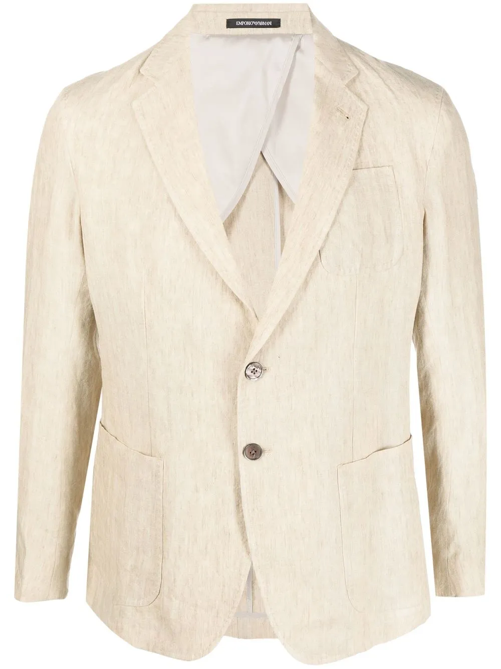 

Emporio Armani single-breasted linen blazer - Neutrals