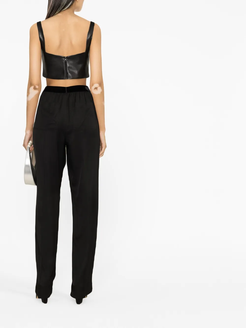 Tom Ford Logo Patch Black Straight Leg Pants In Schwarz