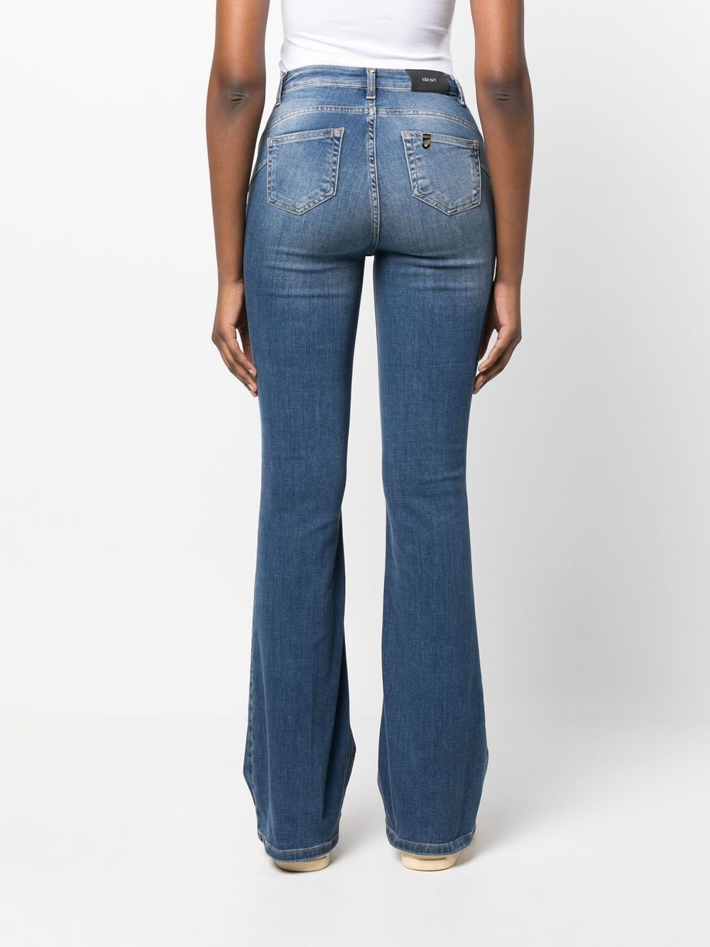 Shop Liu •jo Mid-rise Flared Jeans In Blue