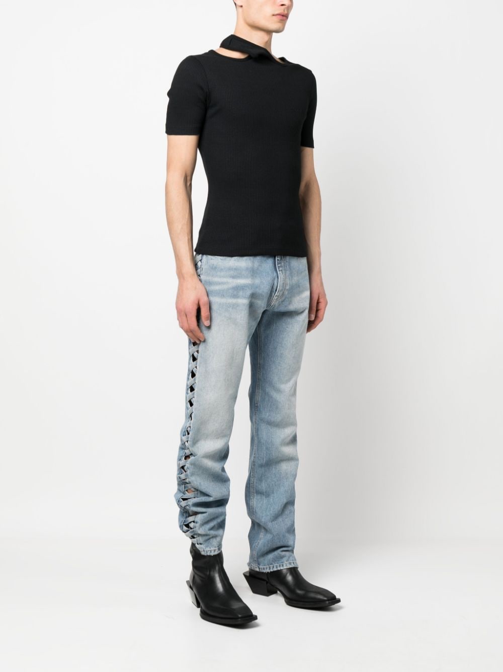 Shop Y/project Cut-out Ribbed T-shirt In Black