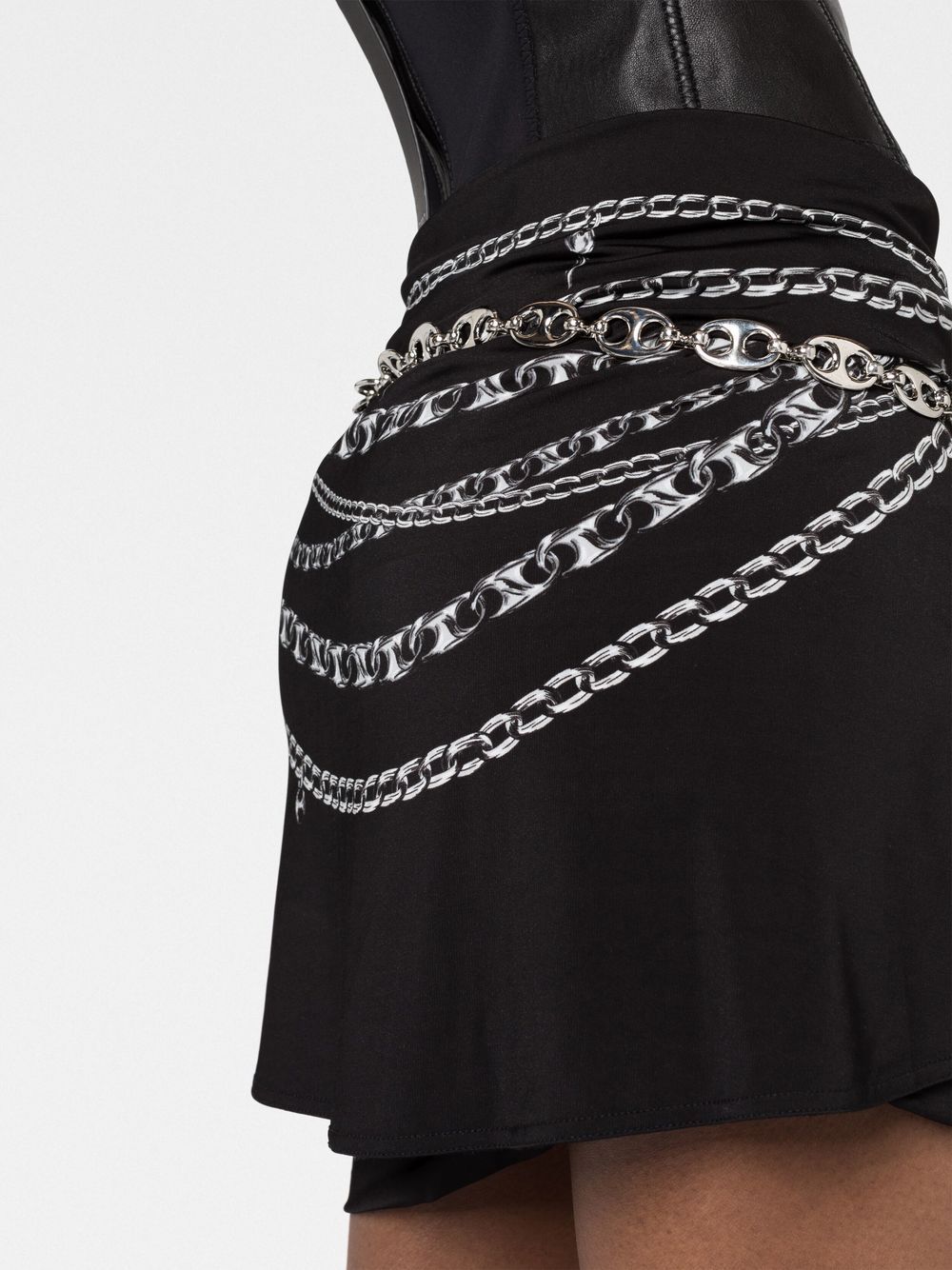 Shop Rabanne Chain-print Mini Skirt In Black