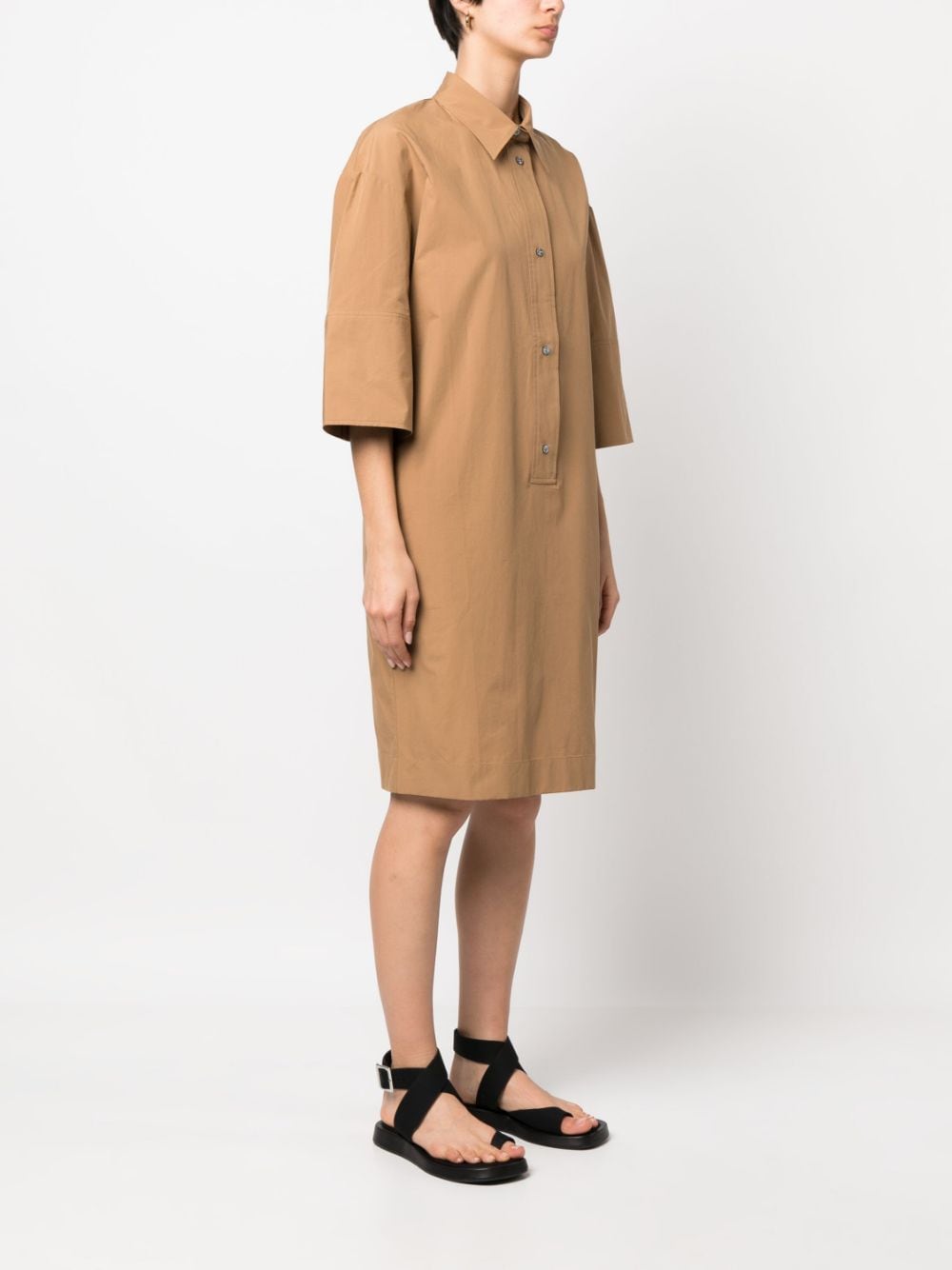 Shop Studio Nicholson Albion Drop-shoulder Shirt Dress In Braun