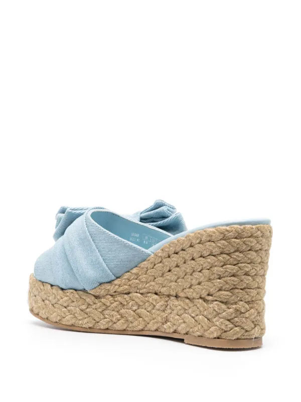 Stuart Weitzman Women's Love Knot Espadrille Wedge Sandals - Washed Blue - Size 10