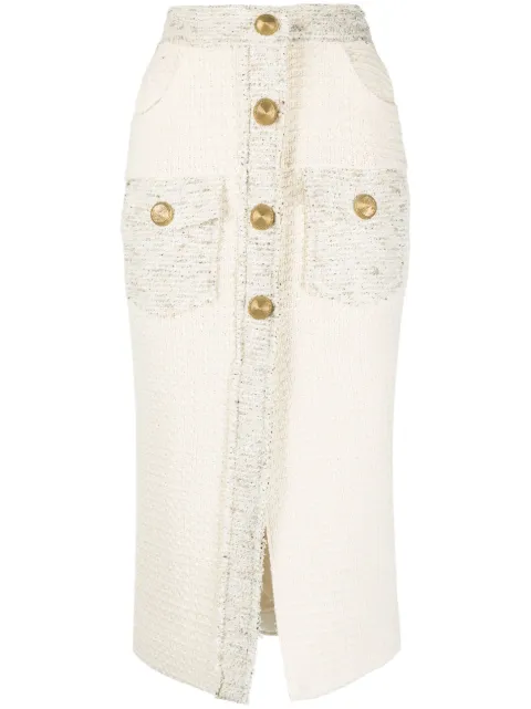 Balmain falda lápiz con detalle de botones