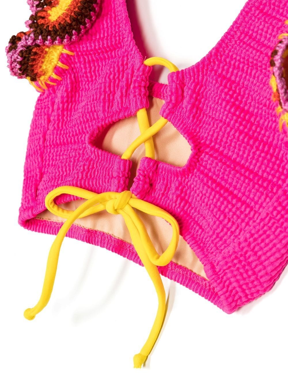 Shop Nessi Byrd Ruffle-trim Knitted Bikini Set In Pink