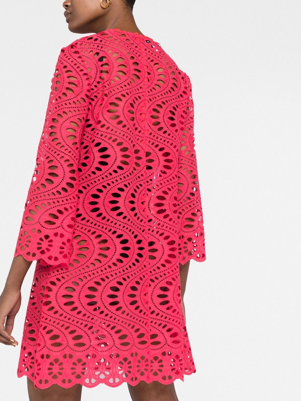 Shop Giambattista Valli Open-knit Cotton Dress In Pink