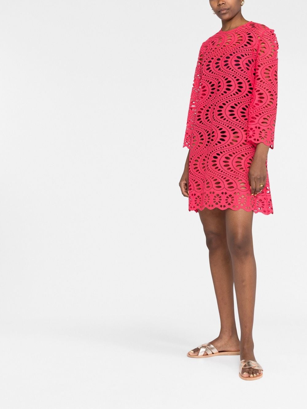 Shop Giambattista Valli Open-knit Cotton Dress In Pink