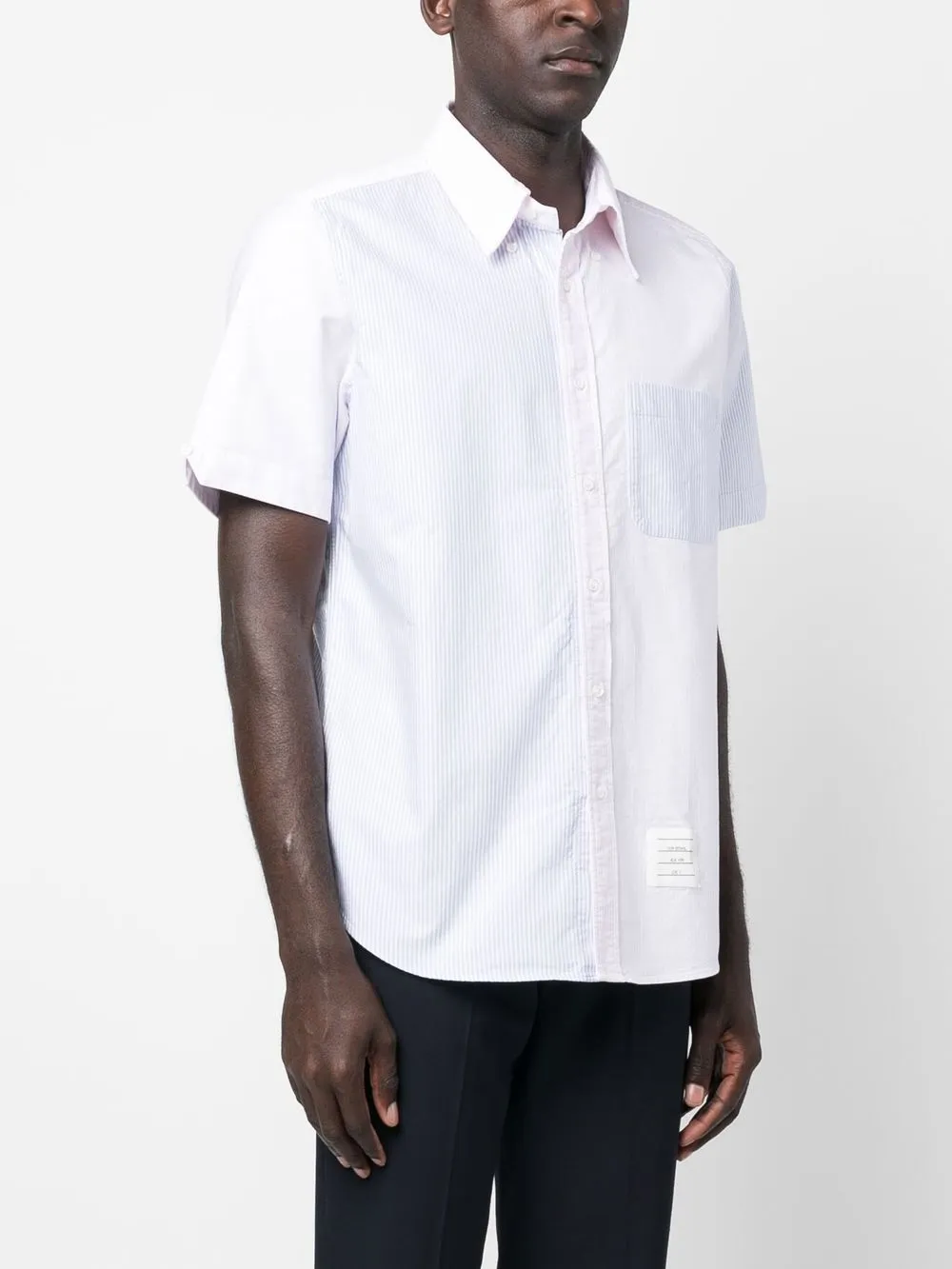 Thom Browne Short Sleeve Striped Shirt In Rosa