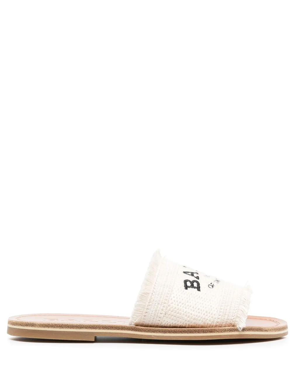 Bally Logo-print Frayed Sandals In Neutrals