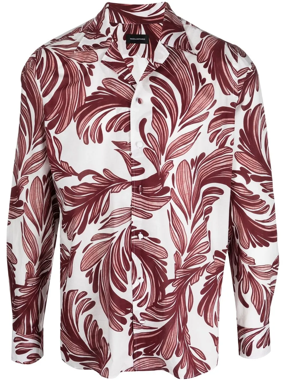 

Tagliatore all-over feather-print shirt - White