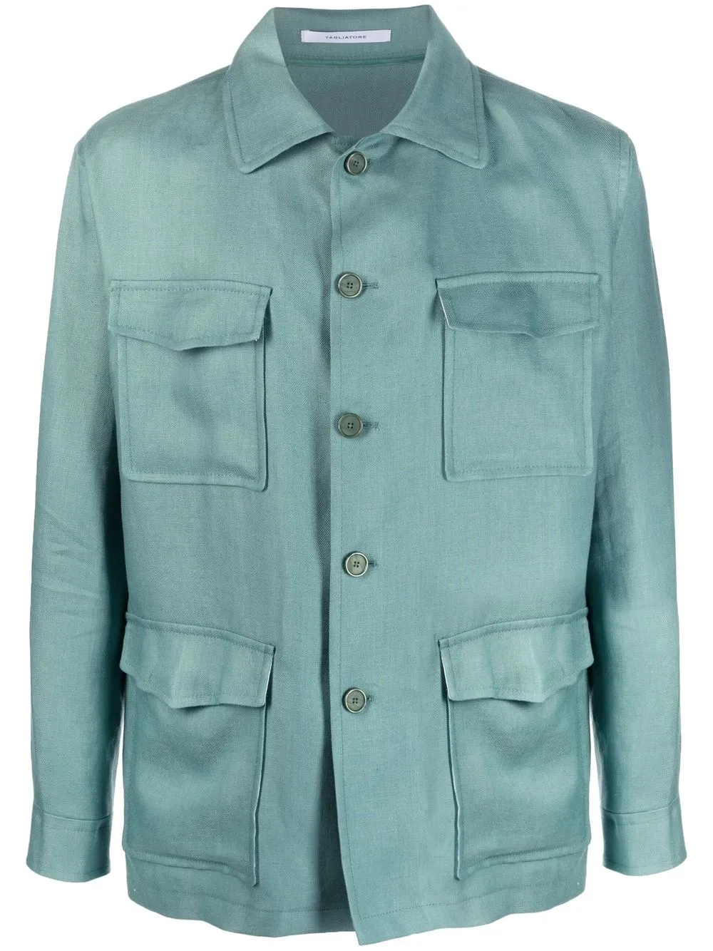 

Tagliatore linen shirt jacket - Azul