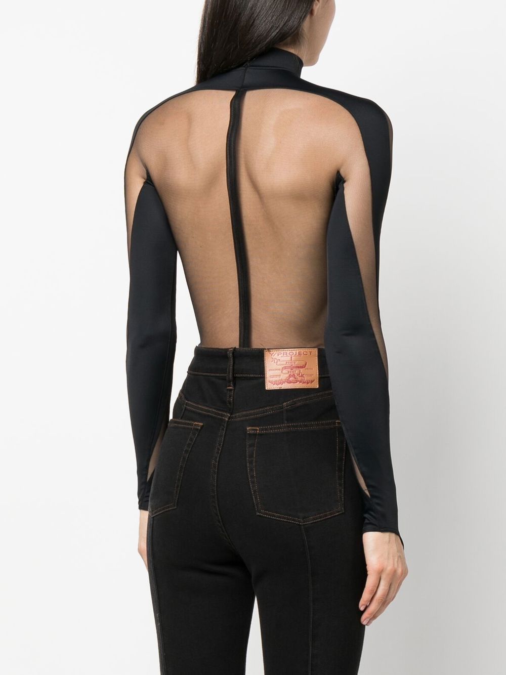 Mugler mesh-panelling Corseted Bodysuit - Farfetch