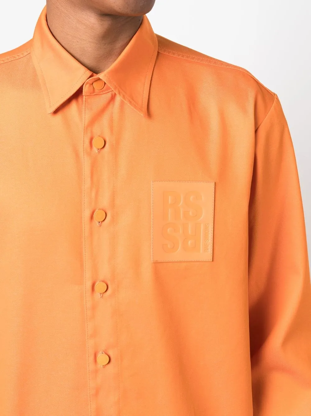 Raf Simons Logo-patch Long-sleeve Shirt In Orange