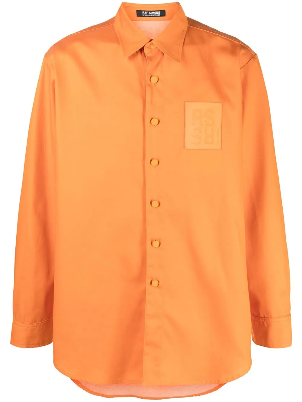 Raf Simons Logo-patch Long-sleeve Shirt In Orange