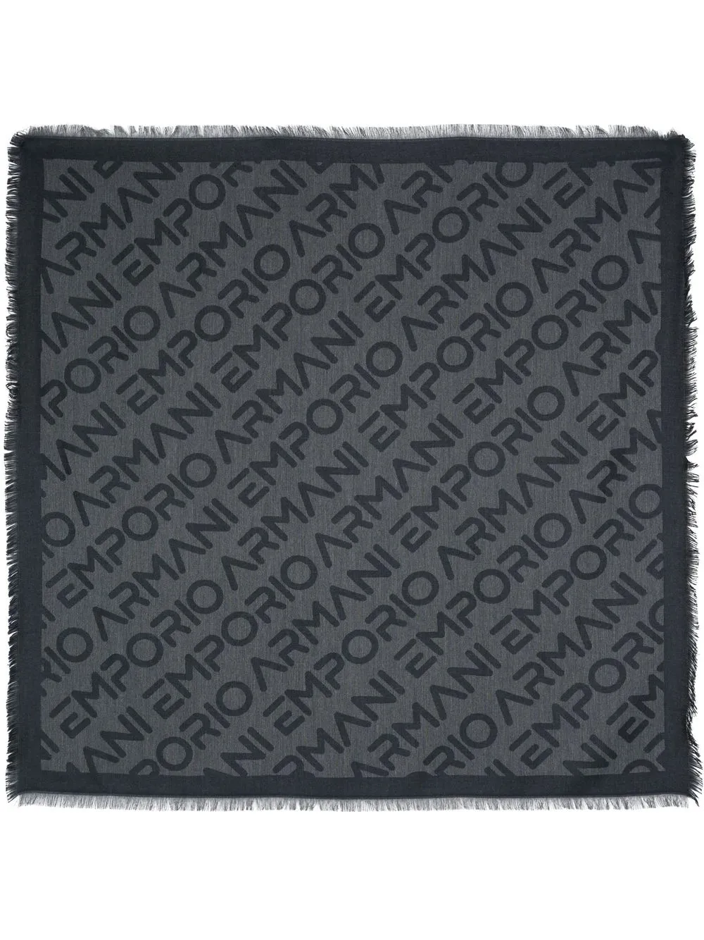 

Emporio Armani frayed logo-lettering scarf - Blue