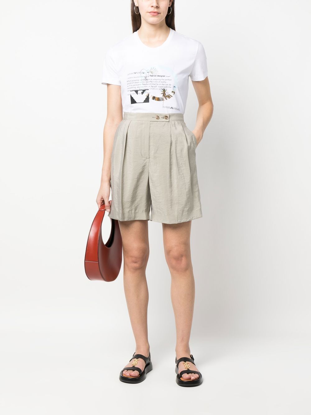 Shop Emporio Armani Slogan-print Cotton T-shirt In 白色