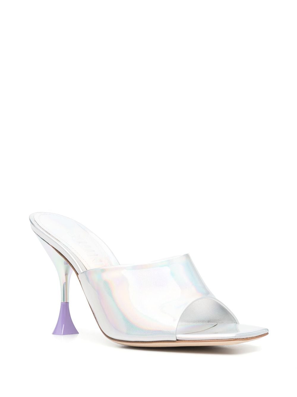 Shop 3juin 100mm Slip-on Leather Mules In Silver