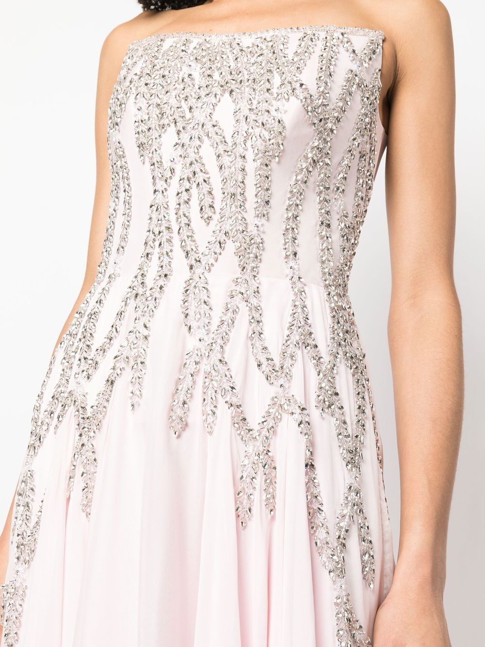 Shop Dina Melwani Crystal-embellished Dress-cape Set In Rosa