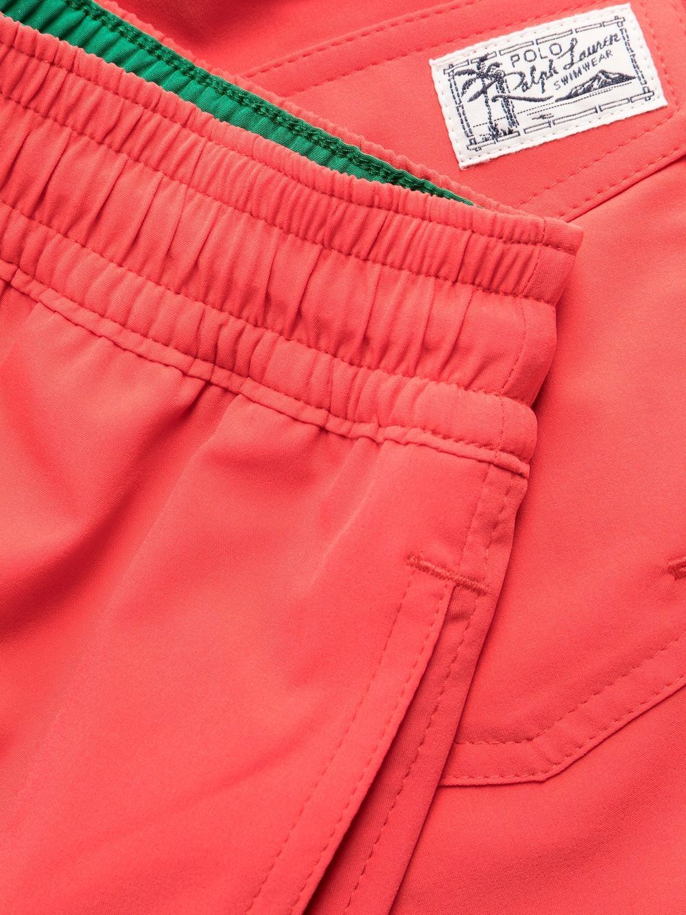 Shop Polo Ralph Lauren Logo-patch Swim Shorts In 红色