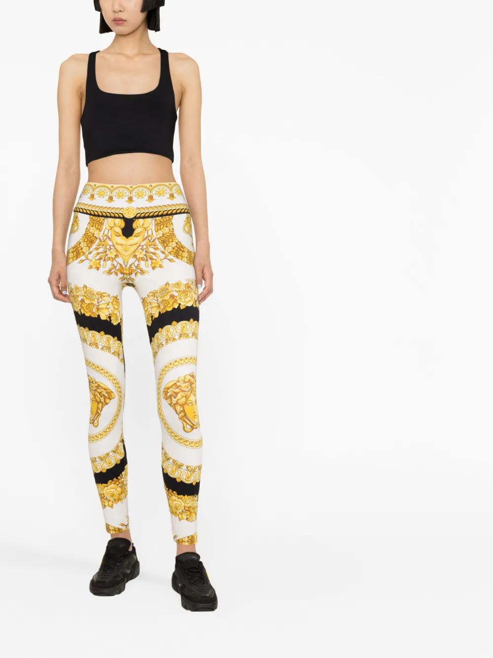 Versace Legging met barocco print - Wit